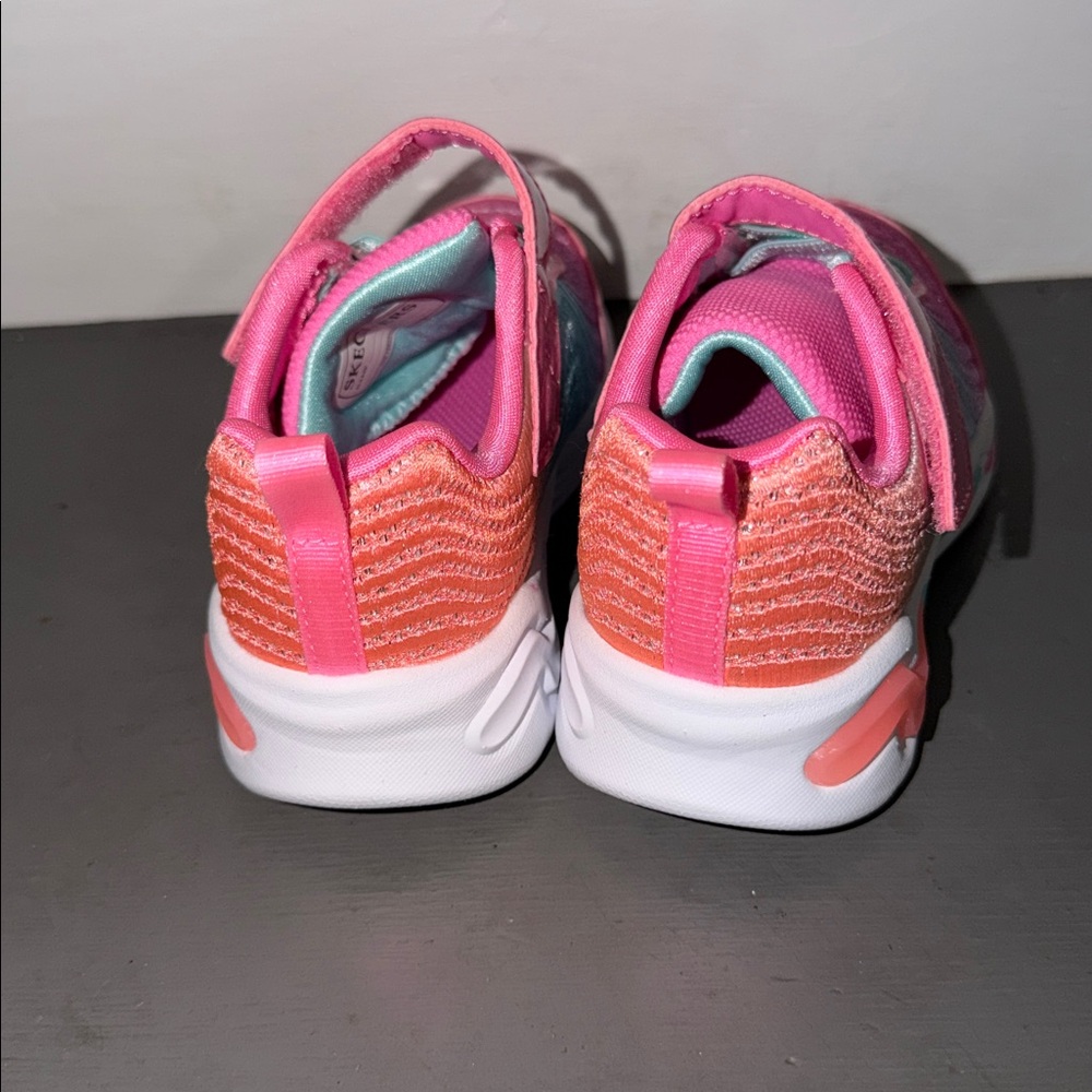 SKECHERS Girls S Sport Mae Star Print Light Up Sneakers Pink Sz 8 TODDLER - Picture 4 of 6